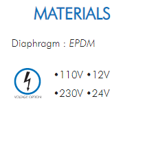 Diaphragm : EPDM•110V •12V•230V •24