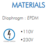 Diaphragm : EPDM•110V•230V