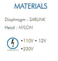 Diaphragm : SARLINKHead : NYLON•110V • 12V•230V