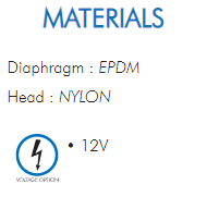 Diaphragm : EPDMHead : NYLON• 12V