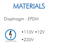 Diaphragm : EPDM•110V •12V•230V