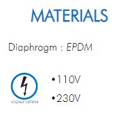 Diaphragm : EPDM•110V•230V