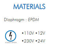 Diaphragm : EPDM•110V •12V•230V •24V