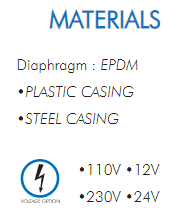 Diaphragm : EPDM•PLASTIC CASING•STEEL CASING•110V •12V•230V •24V