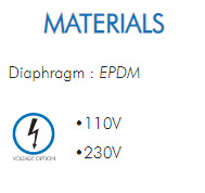 Diaphragm : EPDM•110V•230V