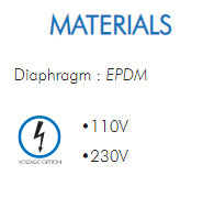 Diaphragm : EPDM•110V•230V