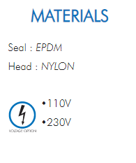 Seal : EPDMHead : NYLON•110V•230V 