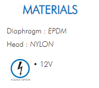 Diaphragm : EPDMHead : NYLON• 12V