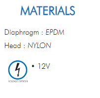 Diaphragm : EPDMHead : NYLON• 12V​