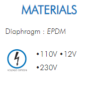 Diaphragm : EPDM•110V •12V•230V