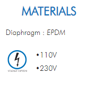 Diaphragm : EPDM•110V•230V