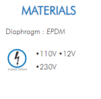 Diaphragm : EPDM•110V •12V•230V