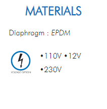 Diaphragm : EPDM•110V •12V•230V